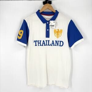 Giordano Polo Shirt Thailand Size Large White Blue Men’s Preppy Big Logo #9
